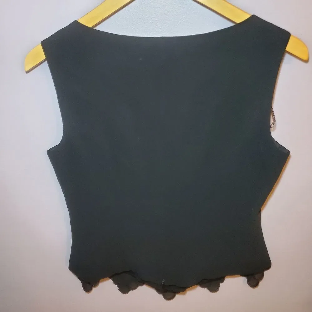 J.R. Nites by Caliendo Scalloped Black Sleeveless Top Size 6 - Picture 6 of 8